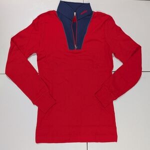 Vintage Anba Red and Navy Long Sleeve Quarter Zip